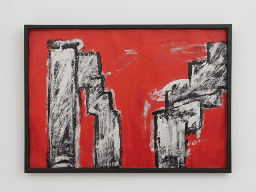 Columnas - Acrílico sobre papel, enmarcado - 100 x 71 cm