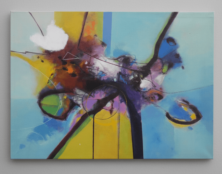 Composición Abstracta Azul - Acrílico sobre lienzo - 97 x 69,5 cm