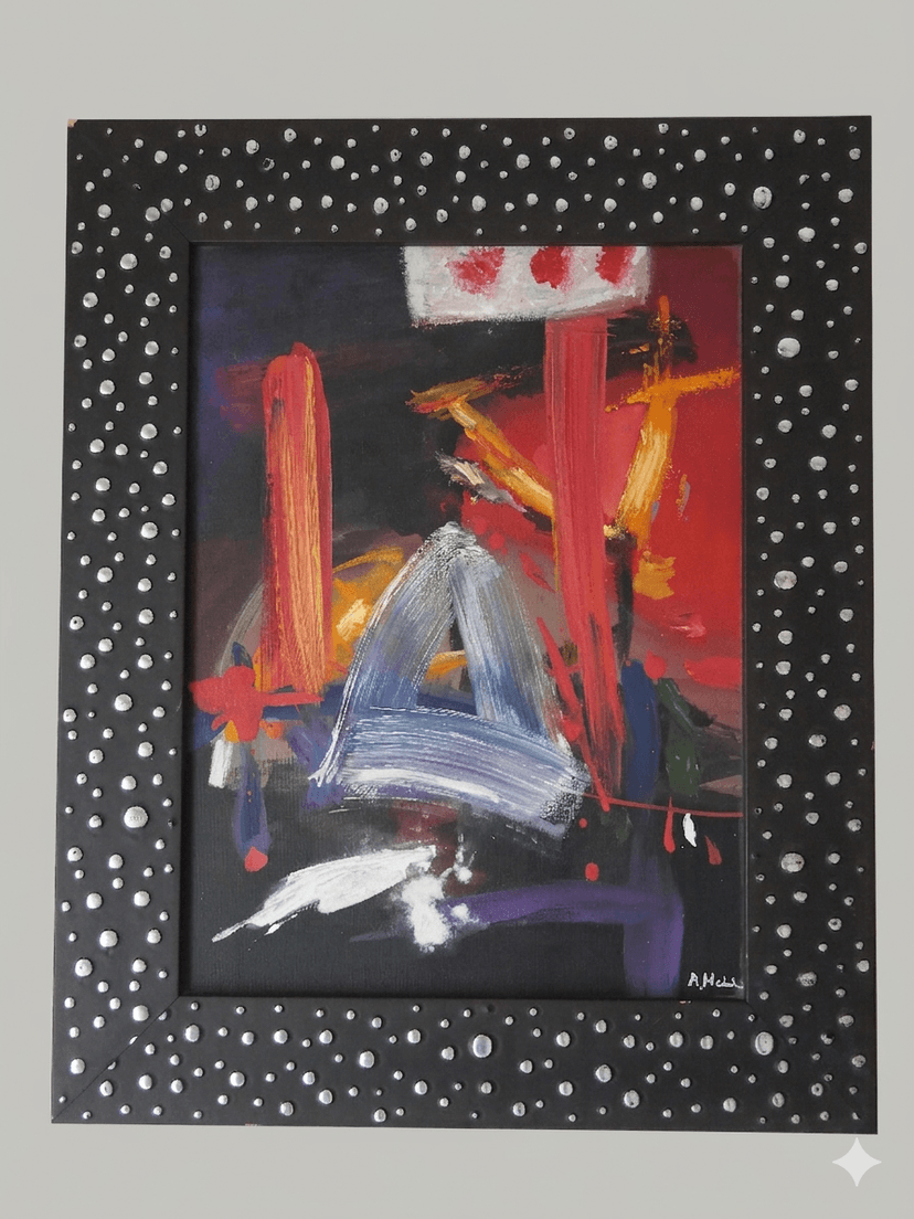 fuego - Acrílico sobre lienzo, enmarcado - 42 x 52 cm